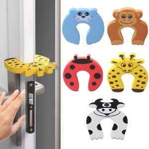 5-Piece Children Safety Door Pinch Guard – Soft Foam Door Stopper, Cartoon Multi-Colour ( Multi-Colour)