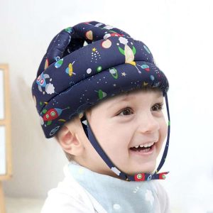 Baby Head Safety Helmet – Soft Cushion Head Protector for Crawling & Walking Toddlers (6M–2Y, Dark Blue, Multi-Printed)